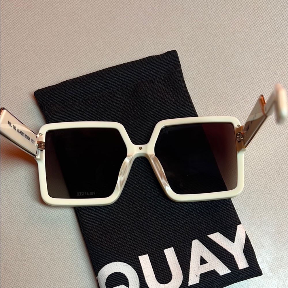 Quay Australia Cream Frame  and brown lenses Polarized Sunglasses NWOT - Picture 4 of 16